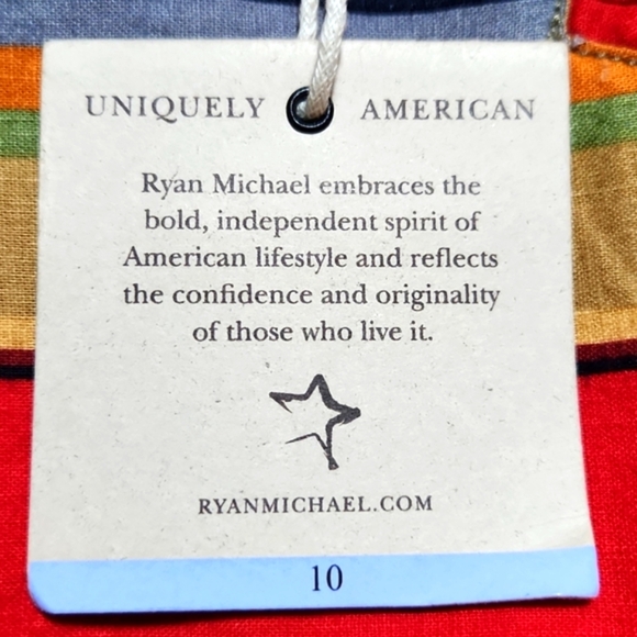 NEW Ryan Michael Aztec Navajo Blanket Linen Blend Striped Skirt Size 10 - Picture 5 of 9